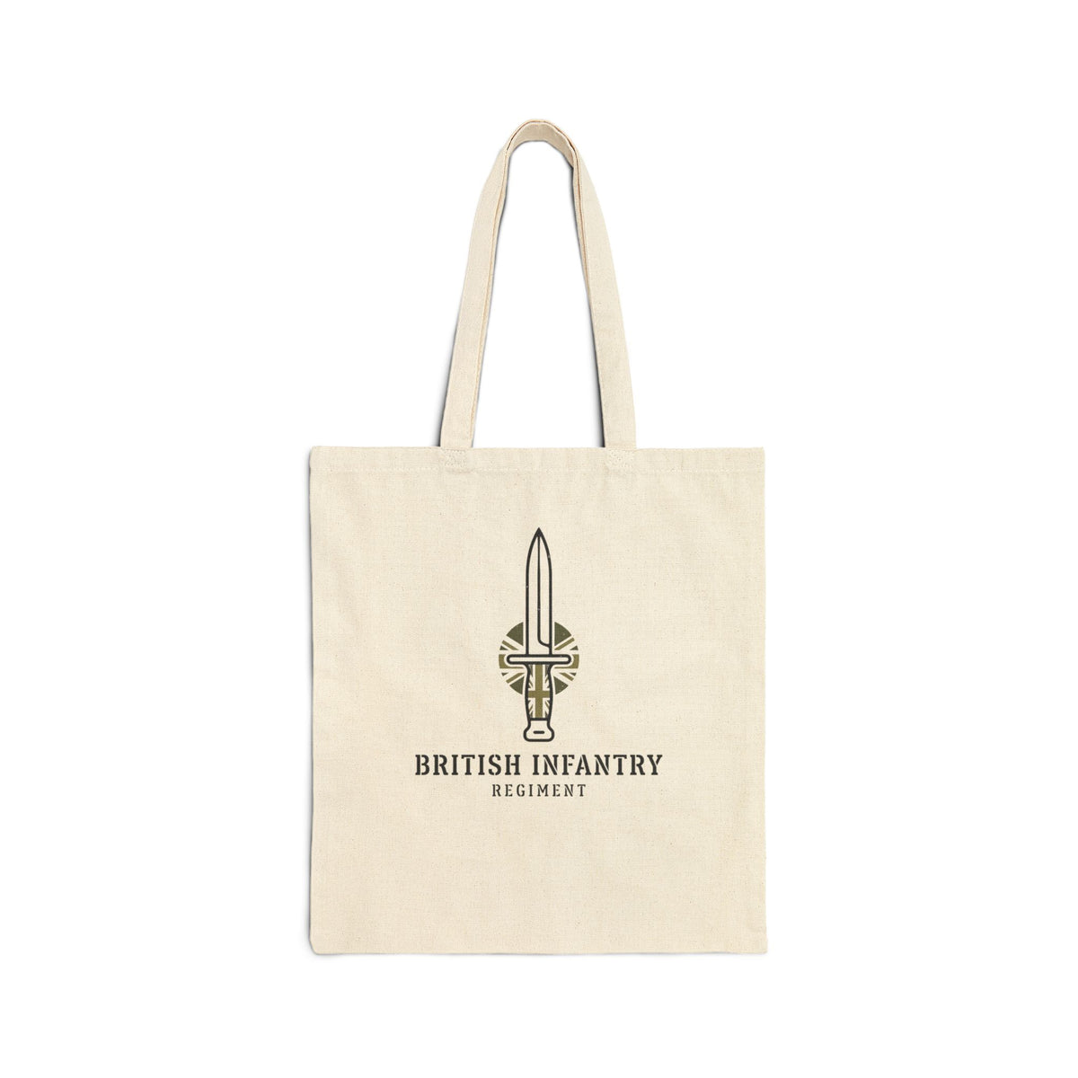 British Infantry Regiment Cotton Tote Bag - Military Emblem Canvas Shopper