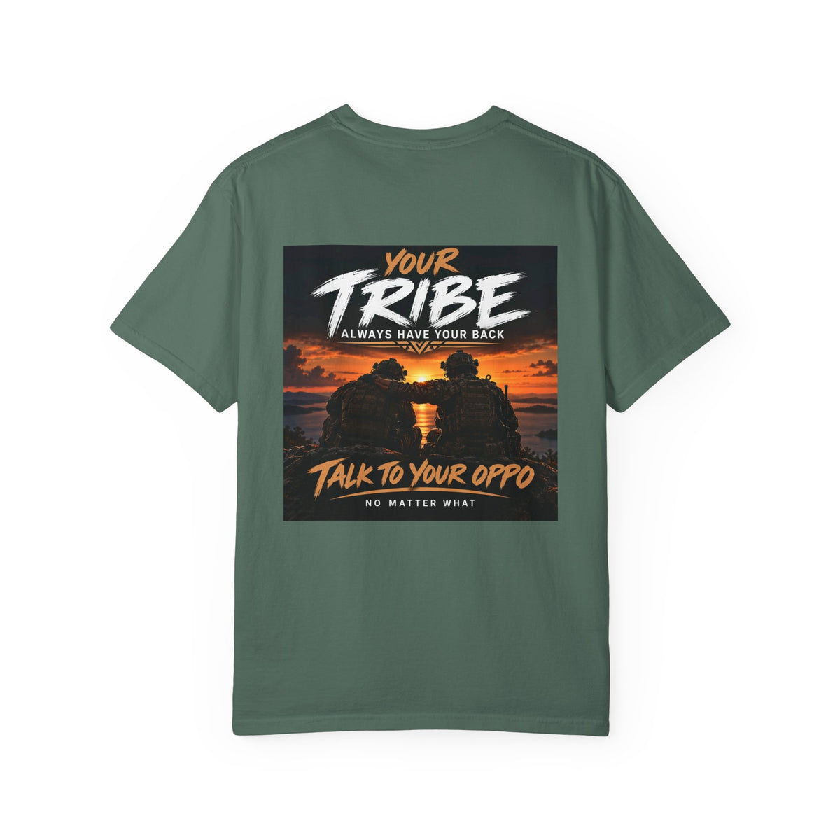 Tribal Sunset T‑Shirt — "Your Tribe" Inspirational Back Graphic