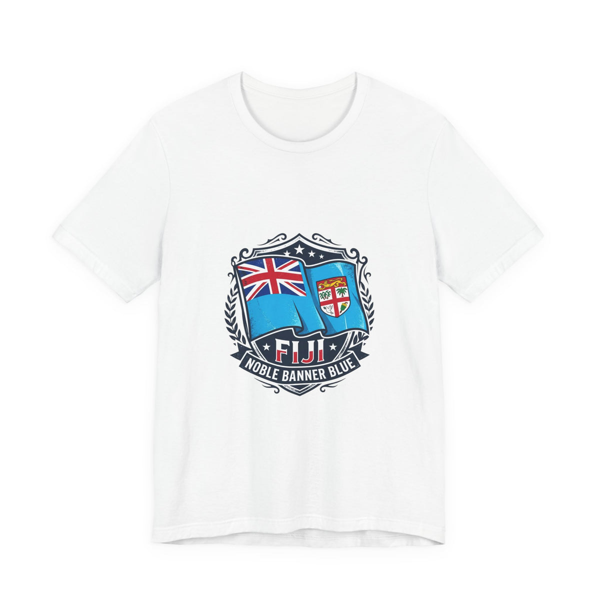 Fiji Noble Banner Blue T‑Shirt — Fiji Flag Crest Tee
