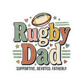 Rugby Dad Sticker — Supportive, Devoted, Fatherly Kiss-Cut Decal
