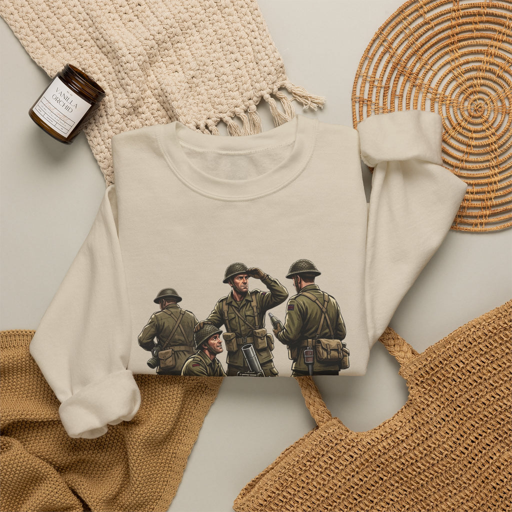 Mortars Crewneck Sweatshirt — Military Soldiers Vintage Graphic