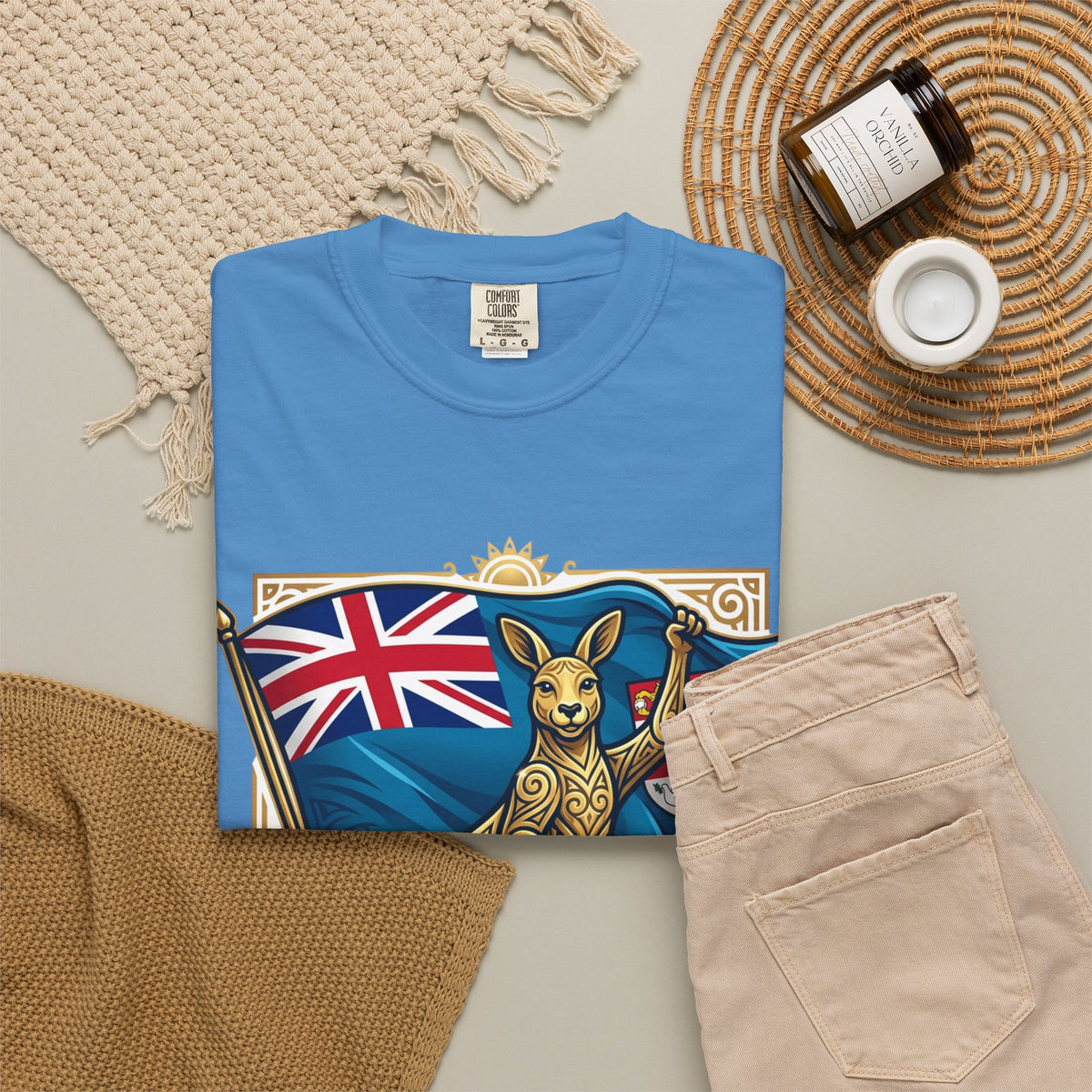 Fiji Day T-Shirt – 'Happy Fiji Day From Down Under' Kangaroo & Fiji Flag Tee