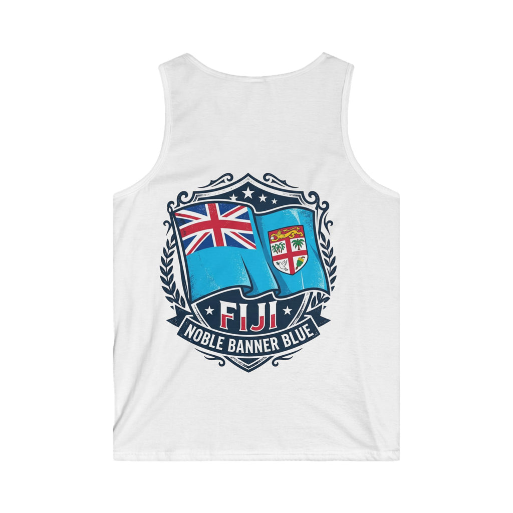 Fiji Noble Banner Blue Tank Top — Fiji Flag Crest Men’s Sleeveless Shirt