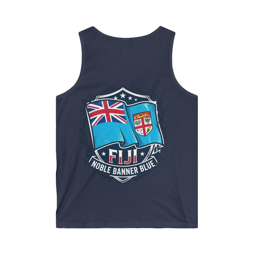 Fiji Noble Banner Blue Tank Top — Fiji Flag Crest Men’s Sleeveless Shirt