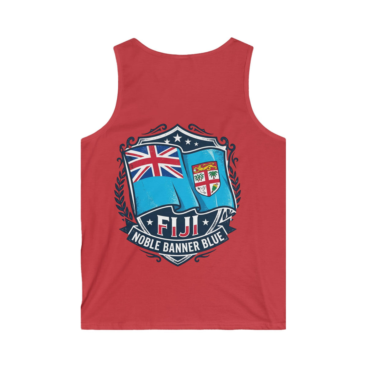 Fiji Noble Banner Blue Tank Top — Fiji Flag Crest Men’s Sleeveless Shirt
