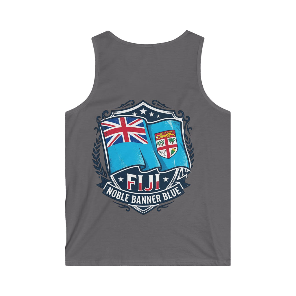 Fiji Noble Banner Blue Tank Top — Fiji Flag Crest Men’s Sleeveless Shirt