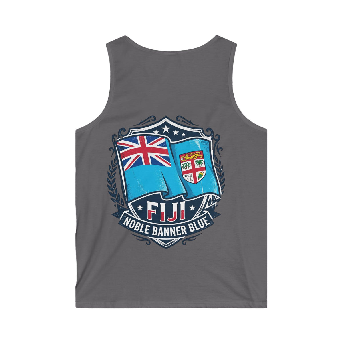 Fiji Noble Banner Blue Tank Top — Fiji Flag Crest Men’s Sleeveless Shirt