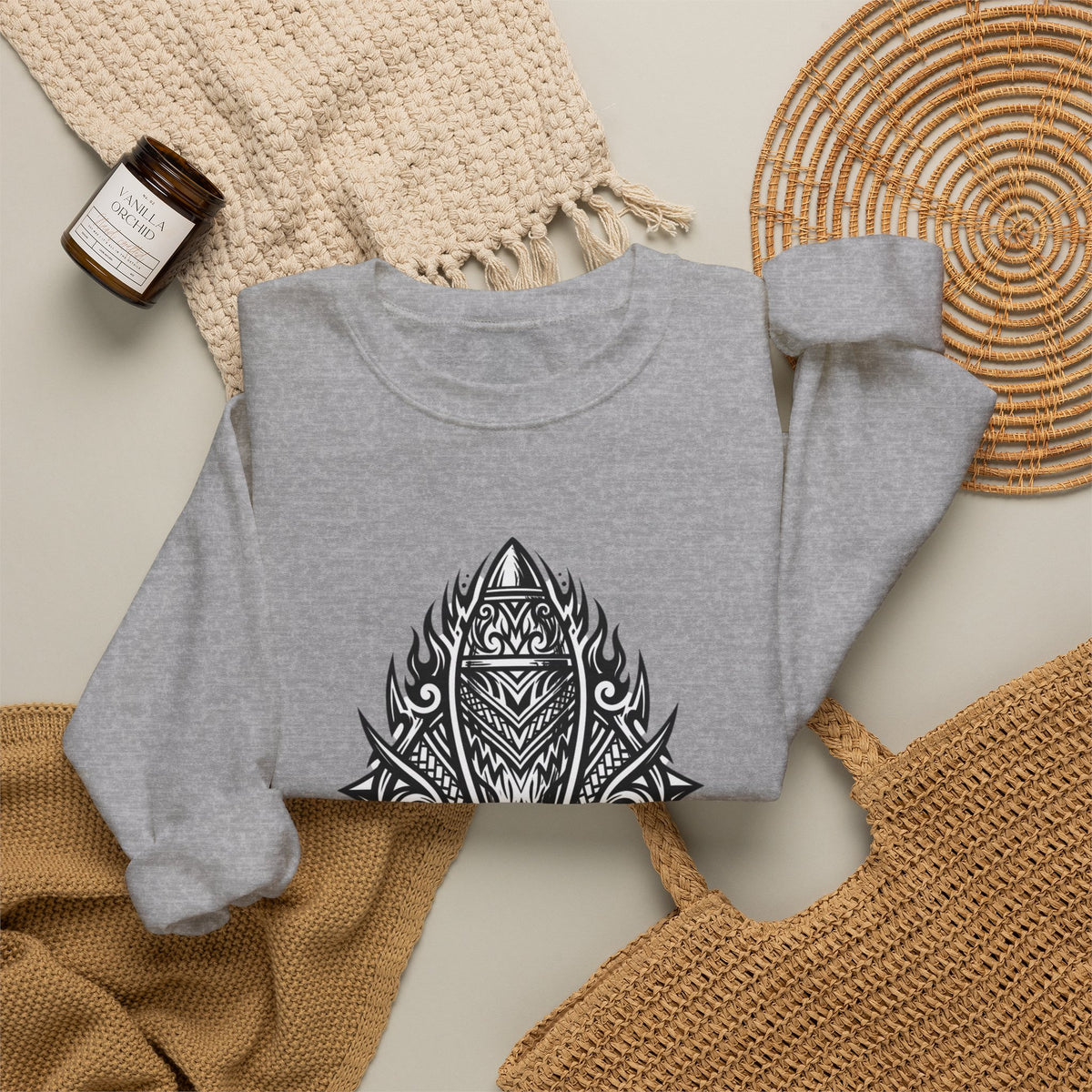 Crewneck Sweatshirt — Mortar Tribal Shield Graphic