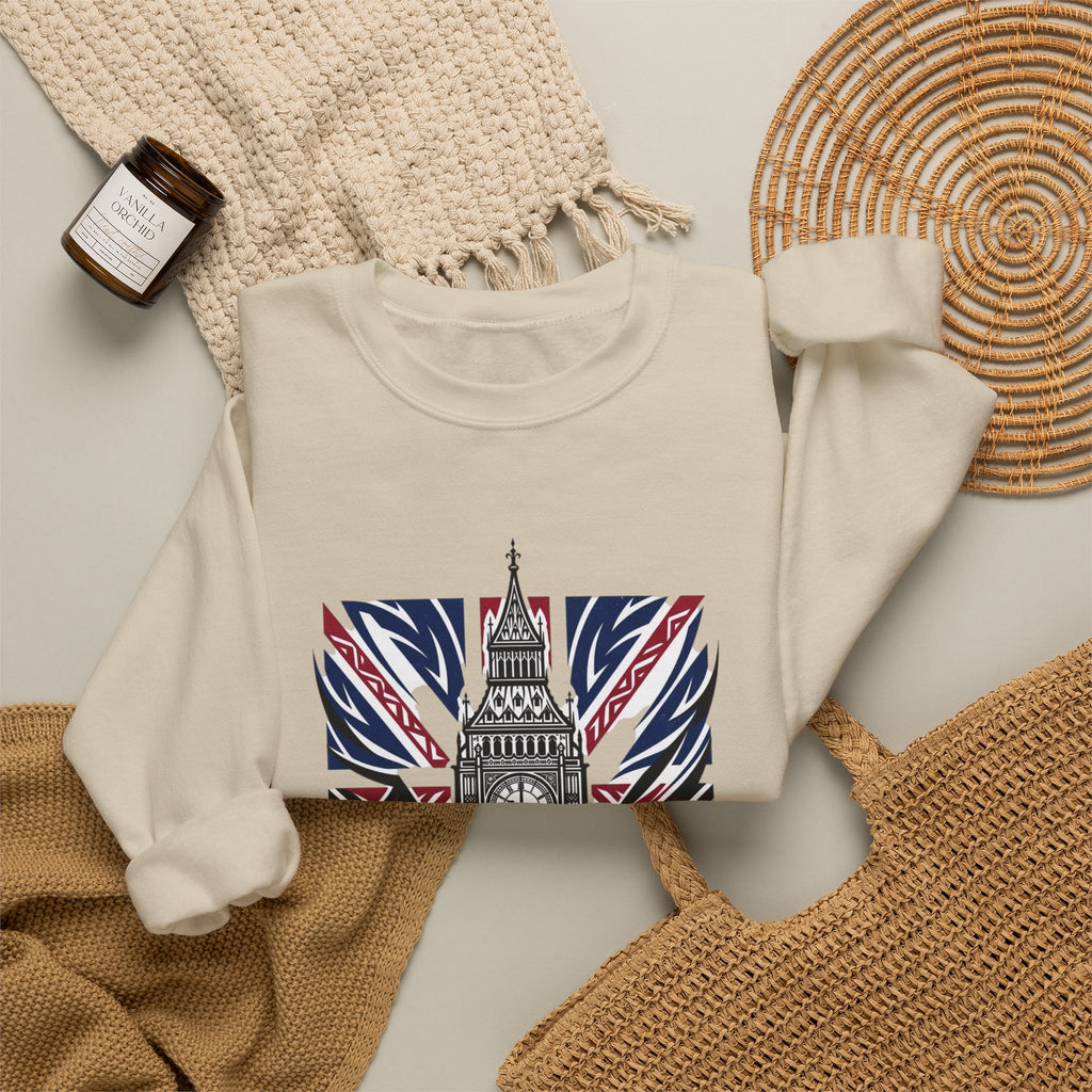 Big Ben Union Jack Sweatshirt - London Skyline British Flag Crewneck