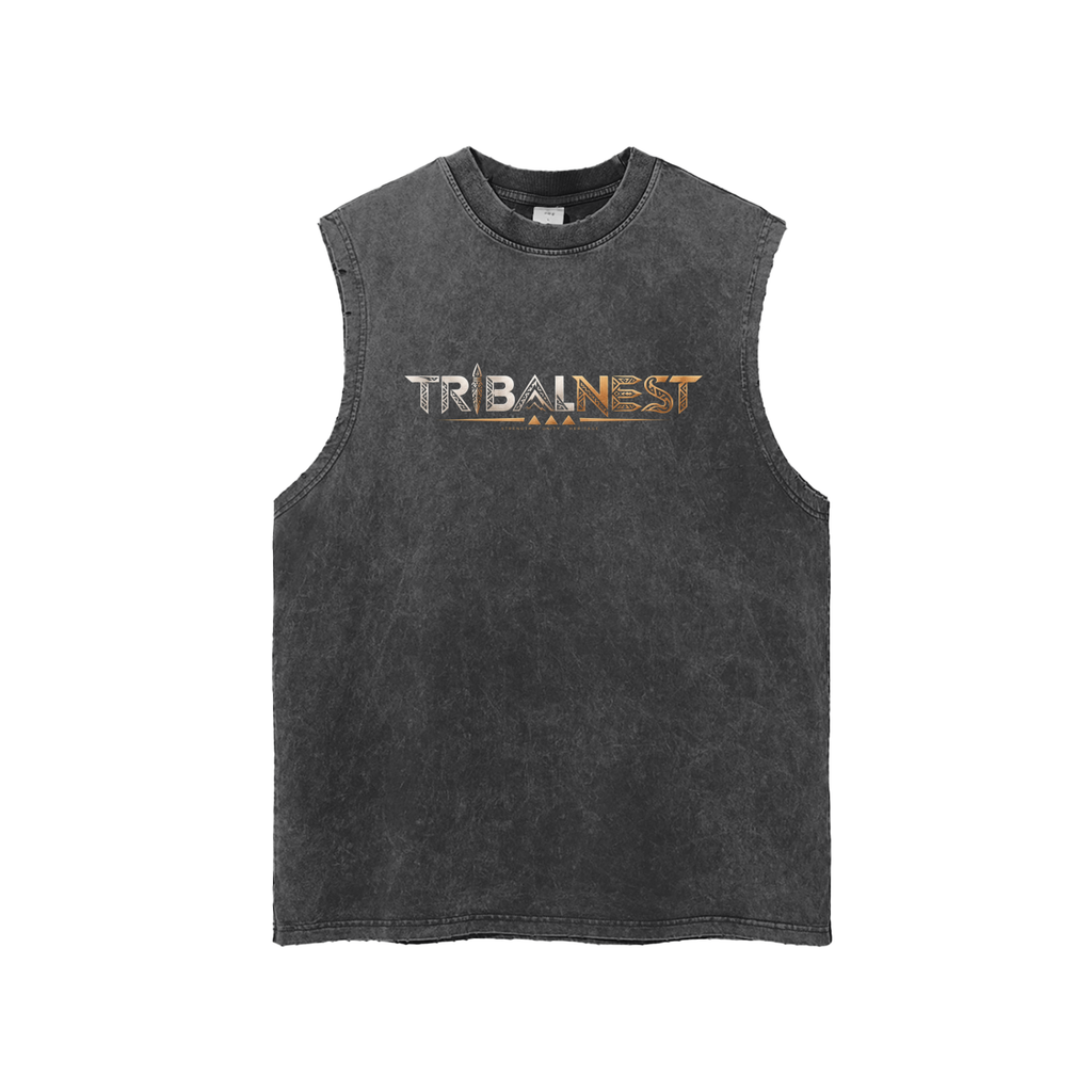 Snow Washed Frayed Hem Tank Top