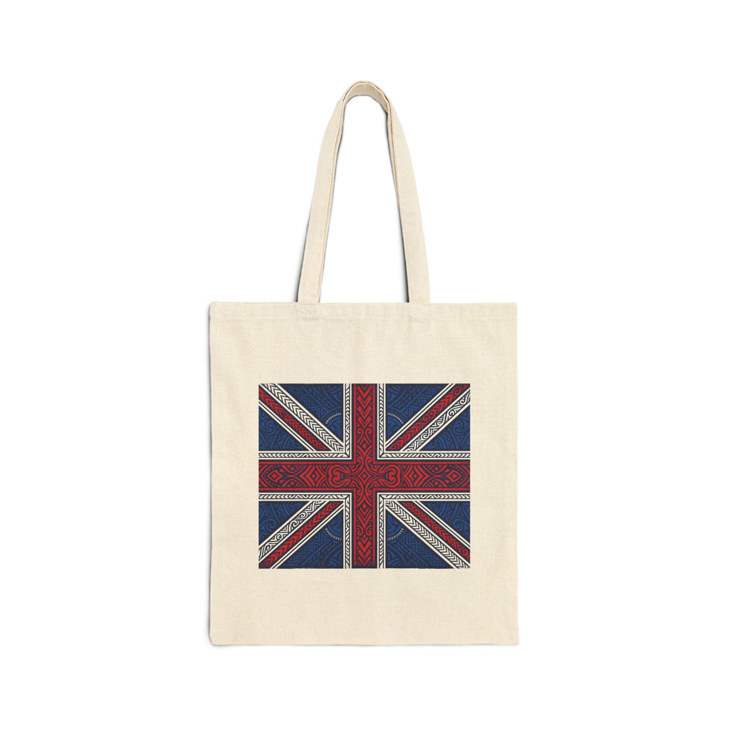 Union Jack Paisley Cotton Tote Bag — British Flag Canvas Market Shopper