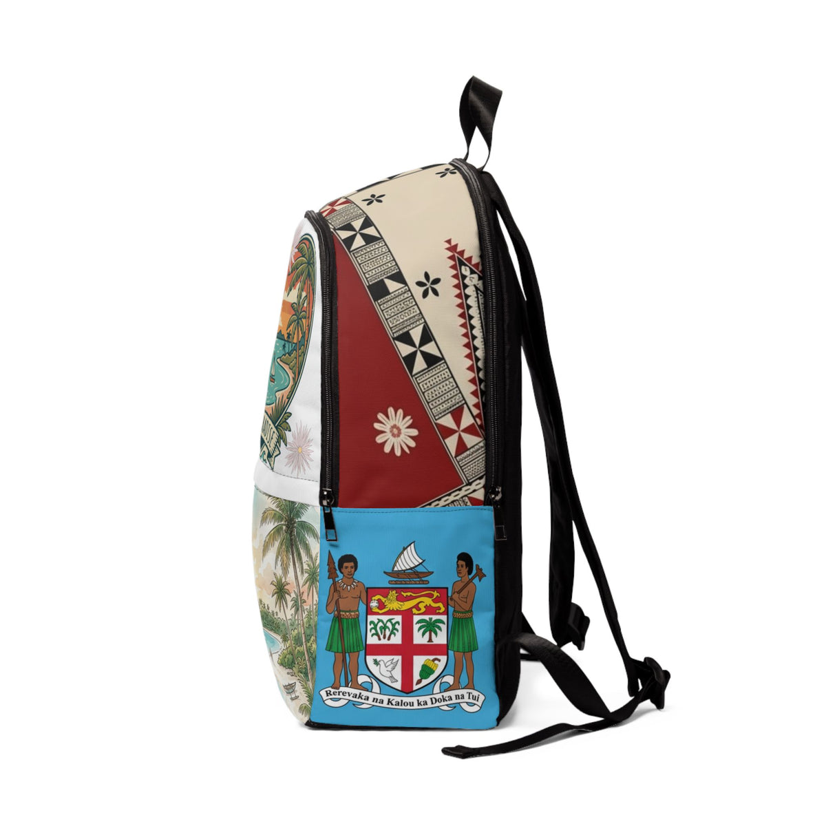 Island Paradise Backpack — Tropical Surf Sail Travel Bag with Union Jack Pocket