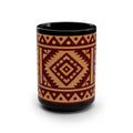 Southwestern Tribal Pattern 15oz Black Mug — Geometric Aztec Coffee Cup