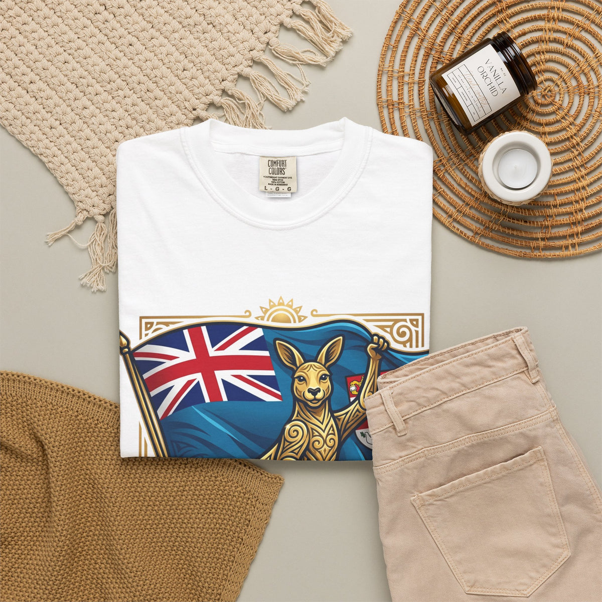 Fiji Day T-Shirt – 'Happy Fiji Day From Down Under' Kangaroo & Fiji Flag Tee