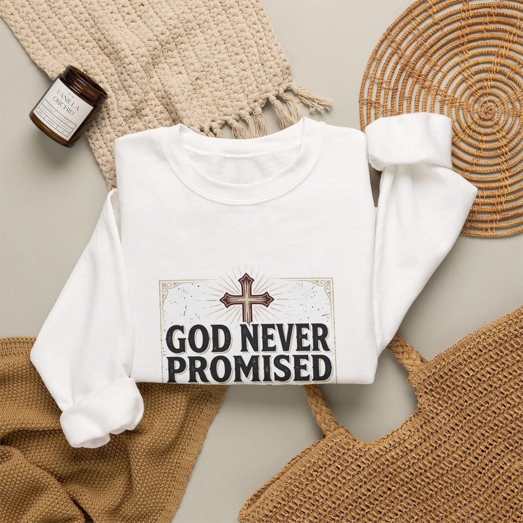 Christian Crewneck Sweatshirt — “God Never Promised Victory Without a Fight” Inspirational Faith Sweatshirt