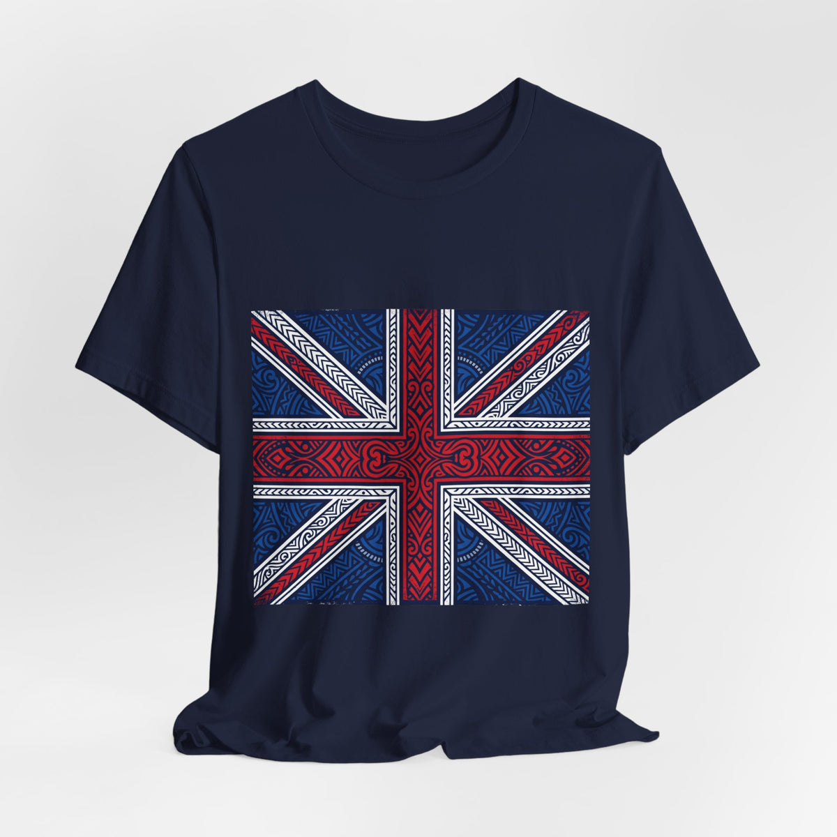British Union Jack Tee — Tribal Pattern UK Flag T‑Shirt