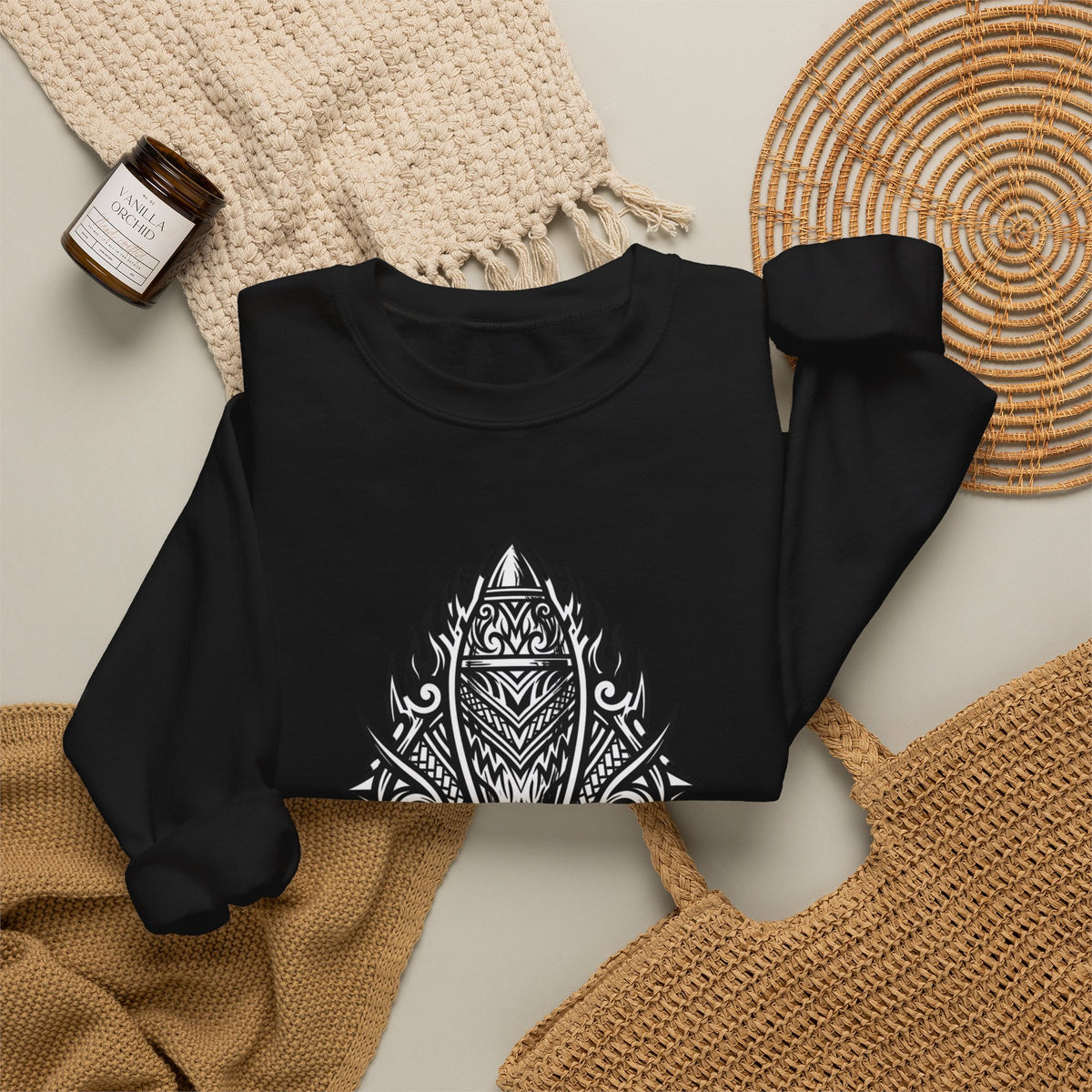 Crewneck Sweatshirt — Mortar Tribal Shield Graphic