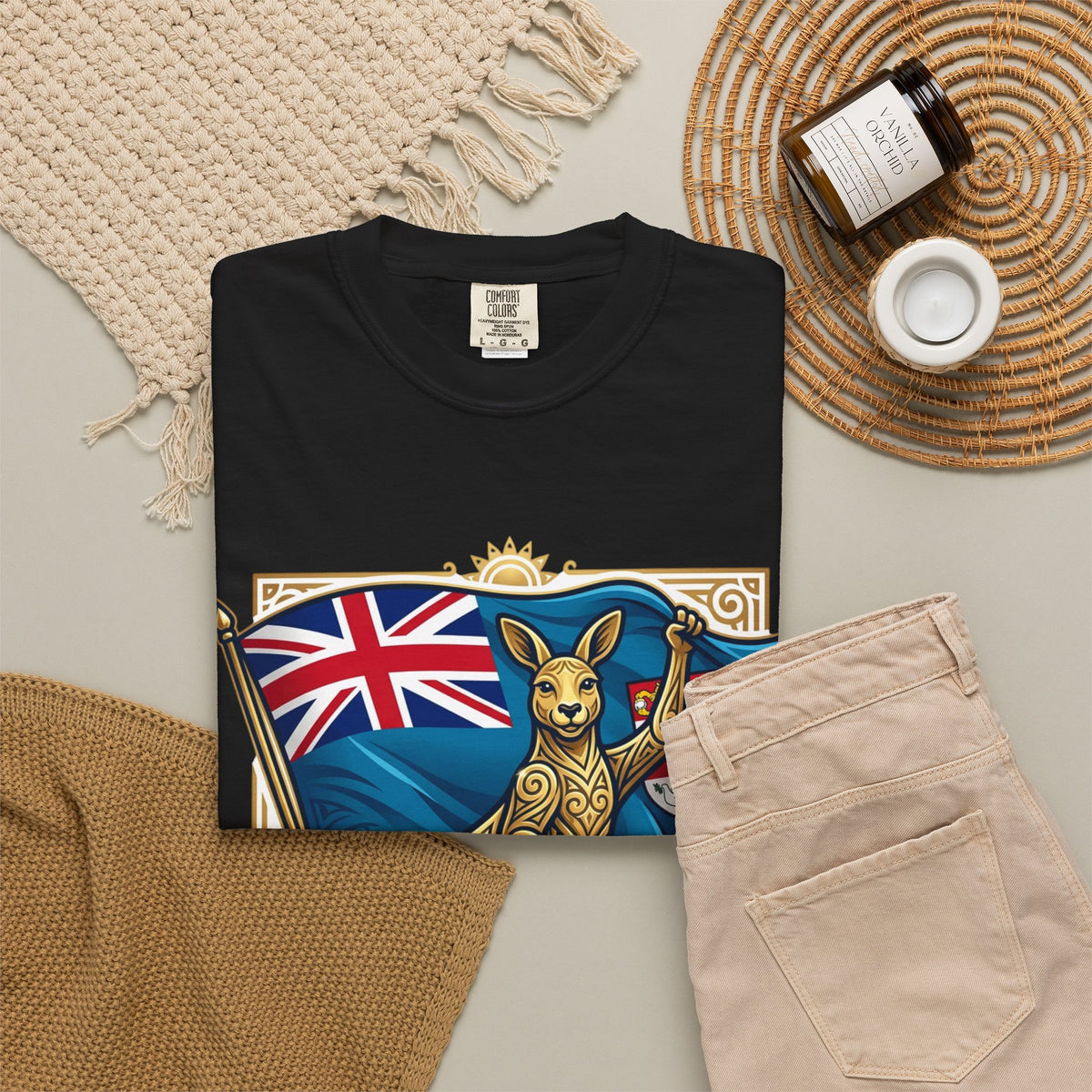 Fiji Day T-Shirt – 'Happy Fiji Day From Down Under' Kangaroo & Fiji Flag Tee