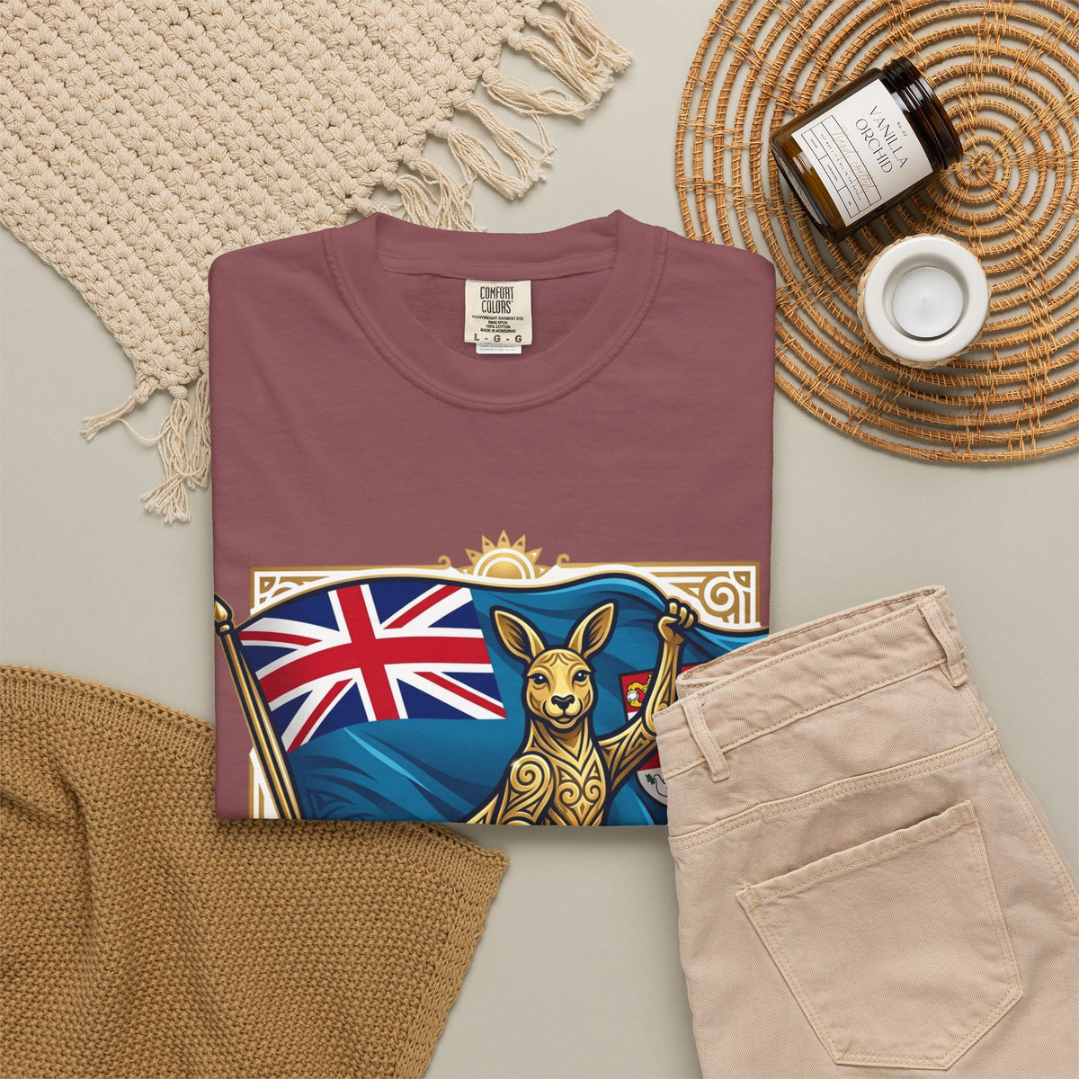 Fiji Day T-Shirt – 'Happy Fiji Day From Down Under' Kangaroo & Fiji Flag Tee