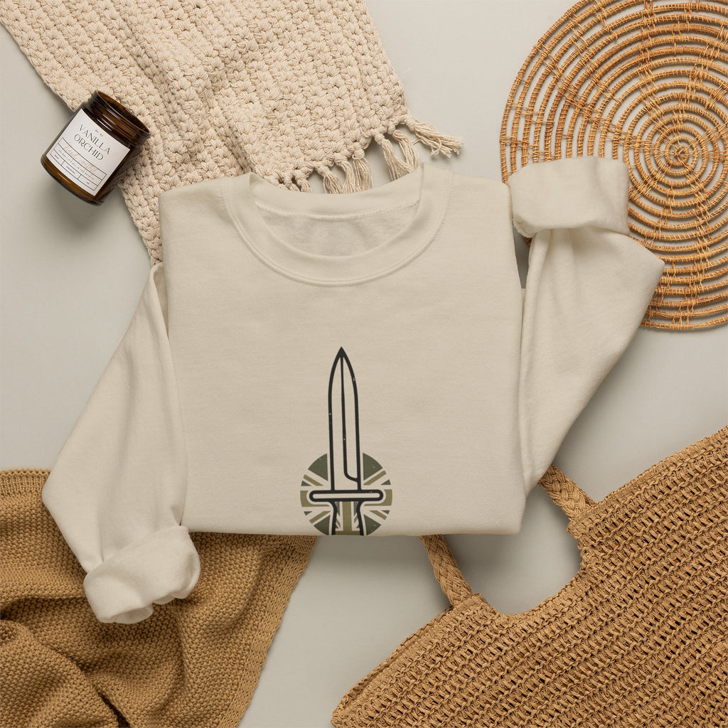 British Infantry Regiment Crewneck Sweatshirt — Sword Emblem Military Pullover