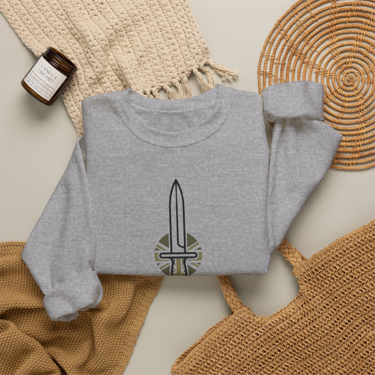 British Infantry Regiment Crewneck Sweatshirt — Sword Emblem Military Pullover