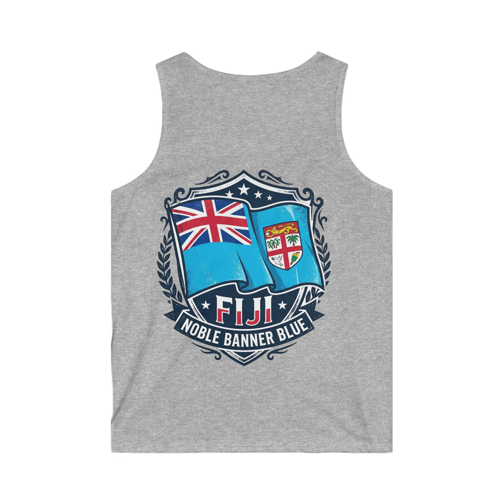 Fiji Noble Banner Blue Tank Top — Fiji Flag Crest Men’s Sleeveless Shirt